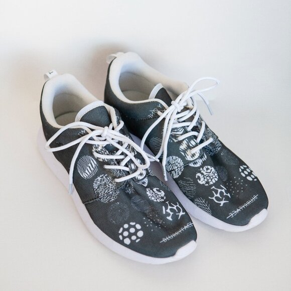 Three In Shoes - Black and White Blurryface Tennis Shoes - Size 9